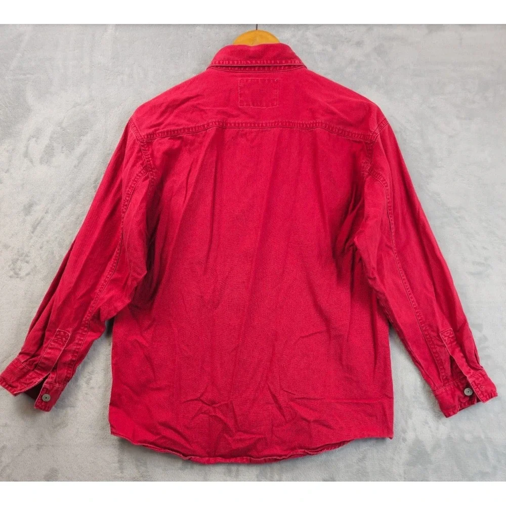 Vintage Levis Red Tab Big Metal Button Down Canvas Shirt Large Youth Boys